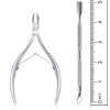 Cuticle Trimmer with Cuticle Pusher - Cuticle Remover Cuticle Nipper Professional Stainless Steel Cuticle Cutter Clipper Durable Pedicure Manicure Tools for Fingernails and Toenails - Half Jaw