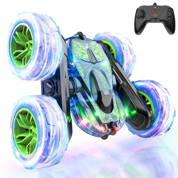 SHARKOOL Remote Control Car - 2.4Ghz RC Cars with LED Lights, RC Stunt Car for Kids, Christmas Birthday Gift for Boys Age 3 4 5 6 7 8 Years Old
