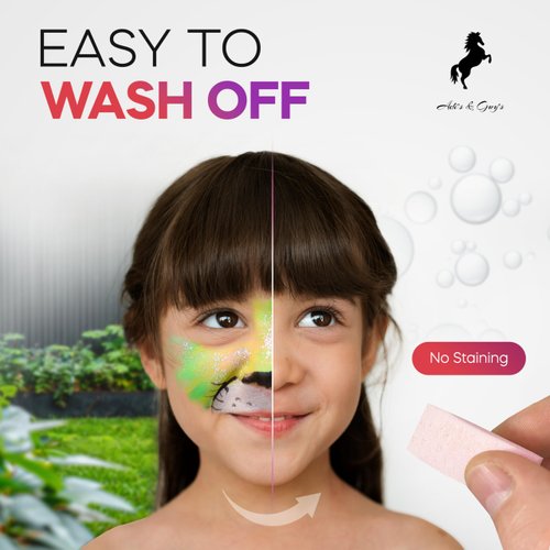 ADIS&Guys Face Painting Kit - 12 Professional Split Cake Face Paint Colors with 3 Brushes & 5 Reusable Stencils, Water-Activated Face Paint for Kids & Professional Use, Rainbow Face Paint Palette.