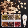 6 Grids 3D Heart Nail Art Stickers Love Nail Decals Valentine's Day Nail Glitter Sequins Gold Red Rose Gold Heart Nail Glitter Flakes Holographic Nail Design Heart Glitter Nail Art Decoration