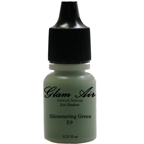 Glam Air Airbrushsh Eye Shadow Colors Water-based 0.25 Fl. Oz. Bottles of Eyeshadow( Choose Your Colors From Menu) (E9- SHIMMERY GREEN)