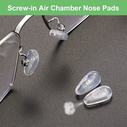 Mr.ZzjOOj Eyeglasses Nose Pads, Upgraded Soft Silicone Air Chamber Eyeglass Nose Pads, 6 Pairs of Screw-in 15mm Glasses Nose Pad Set with Screws and Micro Screwdriver