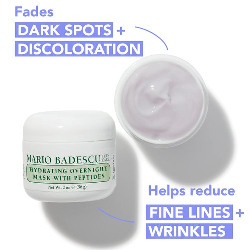 Mario Badescu Hydrating Overnight Mask with Peptides for All Skin Types | Anti-Aging Sleep Mask that Hydrates | Formulated with Palmitoyl Pentapeptide-4 and Palmitoyl Tetrapeptide-7| 2 fl OZ