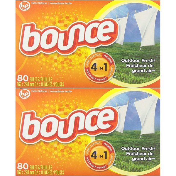 Bounce Fabric Softener Sheets, Outdoor Fresh Scent, 80 Sheets (Pack of 2)