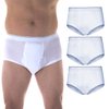 3-Pack Men's Maximum Absorbency Washable Reusable Bladder Control Briefs White Small (Waist 30-32)
