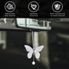 Dickno Bling Butterfly Car Accessories for Women, Diamond Car Rear View Mirror Ornament Pendant, Valentine's Day Gift, Crystal Car Hanging Decoration, Cute Rhinestone Pendant (Pink)