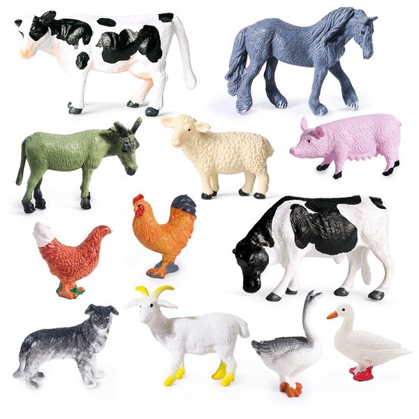 SIENON 12Pcs Realistic Mini Farm Animal Figurines - Plastic Barn Playset, Cake Toppers, Educational Toys for Kids Toddlers