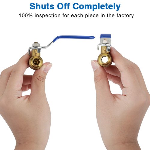 1/2 Pex Ball Valve Brass Shut Off Fitting 2 Pack Water Barb Tubing Drain with Handle