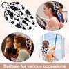 Pndeyo 2pcs Cow Print Hair Band for Women, Non-Slip Elastic Print Hair Ties Scrunchies, Rabbit Bunny Ear Bow Ponytail Holder Hair Ropes Halloween Accessories for Curly Straight Thin Thick Fine Hair