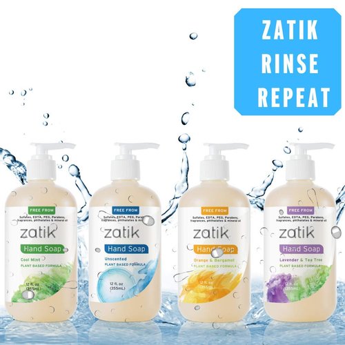 Zatik Naturals - Liquid Hand Soap, Unscented Moisturizing Handwash, 12 oz (Pack of 1)