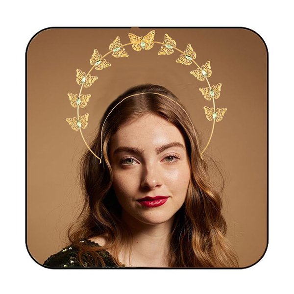 CAKURE Butterfly Mary Halo Crown Gold Goddess Headpiece Halloween Party Costume Headwear Hair Accessories for Women