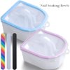 Nail Soaking Bowl, Borogo 2PCS Soak Off Gel Polish Dip Powder Remover Manicure Bowl for Acrylic Nails, Nail Brush, Cuticle Pusher, Cuticle Peeler, 100/180 Nail File, Buffer Block