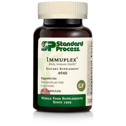Standard Process Immuplex - Daily Immune Support Supplement with Folate, Iron, Vitamin C & Vitamin A - Mineral Supplement with Antioxidant Ingredients - 90 Capsules