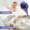 BOOPOO Smart Baby Monitor Contact-Free AI Solution for Breathing Tracker & Cry/Cross/Safe Zone Detection, 2K Viedo Camera HD Night Vision, 2-Way Audio, Soothing Sounds, No Monthly Fee(Crib Mount)