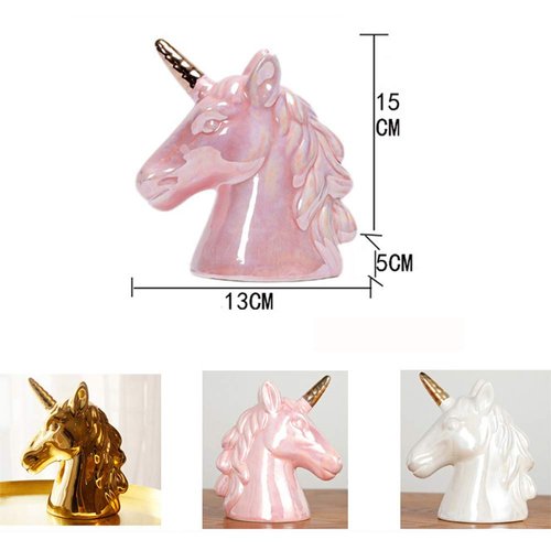 Hooshion Ceramic Unicorn Piggy Bank Unicorn Money Bank Coin Bank Desktop Decor for Kids Girls Boys Birthday Gift New Year Gift Children's Day Gift(White)