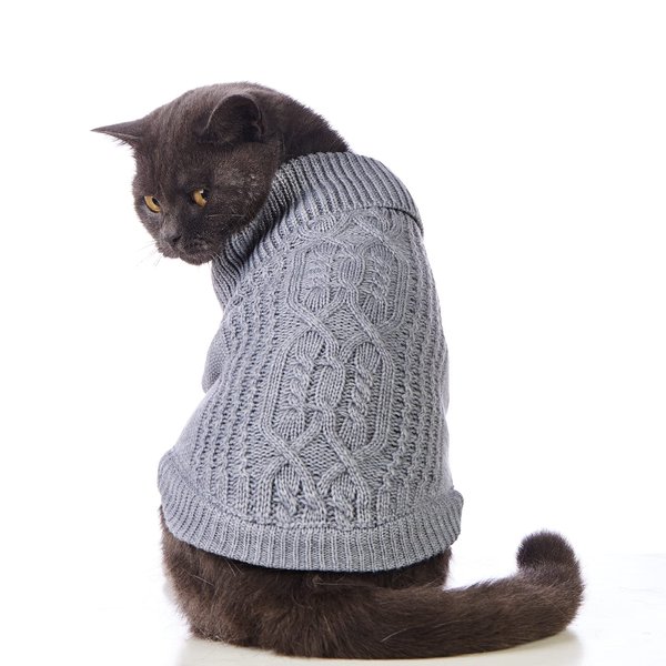 Jnancun Cat Clothes 14 Color Turtleneck Knitted Sleeveless Dog Sweater Warm Winter Cat Sweater Outfits for Cats or Small Dogs in Cold Season(Medium, Grey)