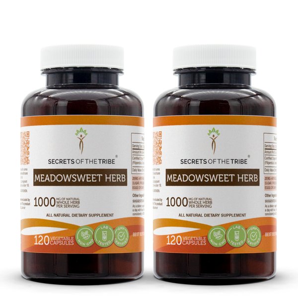 Secrets of the Tribe Meadowsweet Herb 120 Capsules(2 pcs.), 800 mg, Meadowsweet (Filipendula ulmaria) Dried Herb (2x120 Capsules)