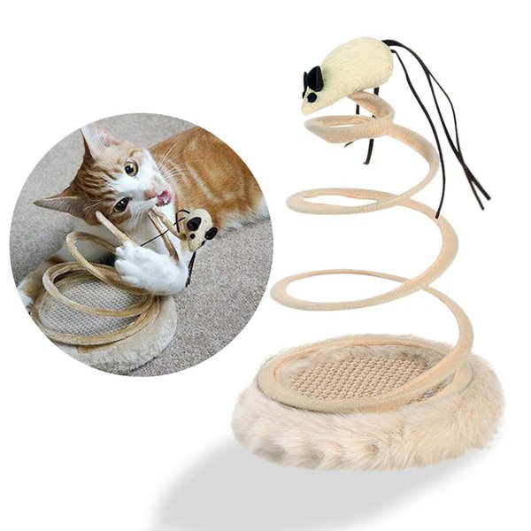 Andiker Interactive Cat Toy, Exercise Plush Mouse with Spiral Spring, Indoor Portable Toy for All Breed Sizes