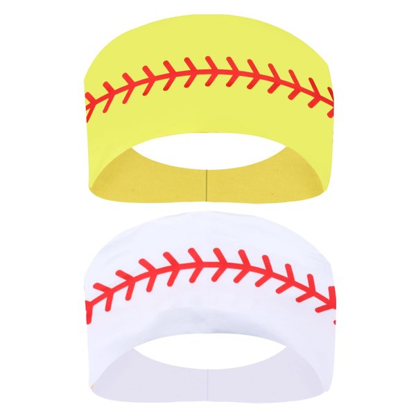 Honbay 2PCS Outdoor Sports Hairbands Hair Accessories Baseball Headband Softball Headband Non Slip Elastic Yoga Workout Headband Fashion Ball Print Bicycle Bandanas Head Wrap for Men and Women (B)