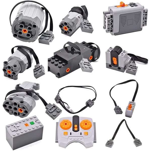 SEEMEY 32Pcs Power Function Kit Set Motor Battery Infrared-Remote-Control Receiver Train Adjustable Speed ​​Motor Parts, Motor Power Change Parts Compatible with mainbrands Technic-Parts