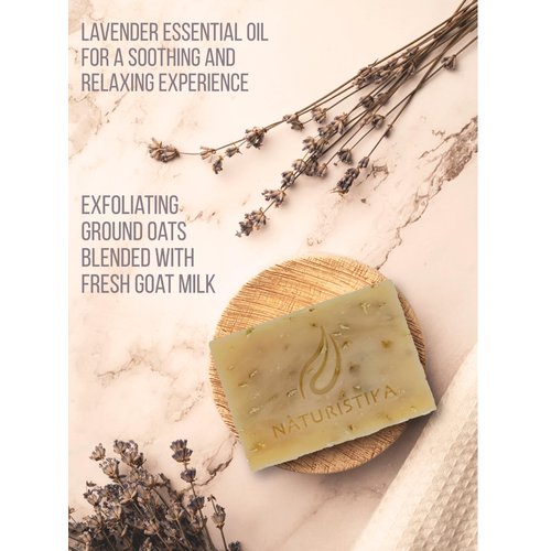 Lavender Oatmeal with Goat Milk Soap Bar (3 Pack), All Natural Handcrafted with Organic Oils. Face and Body Soap for Men, Women and Teens. SLS Free, NO Parabens, Handmade in USA.