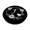 Cell Phone Pop Out Holder,White and Black Floral Letter F PopSockets Grip and Stand for Phones and Tablets