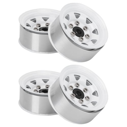 VGEBY Beadlock Wheel Rims, 4 Pcs 1.55 Inch Beadlock RC Wheel Rim Hubs Universal RC Crawler Rims Fit for AX90069 Crawlers(White) Car Model Accessory 1.55 Beadlock Zinc 1.55
