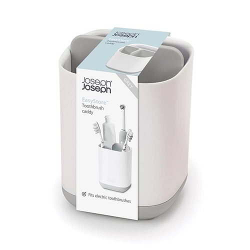Joseph Joseph Easy-Store - Compact Toothbrush Holder Caddy Bathroom Storage , Grey/White, Regular