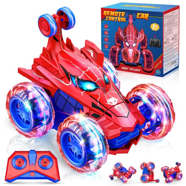 Diyfrety Spider RC Cars Boys Toys Remote Control Car for 3 4 5 6 7 8 9 10 Year Old Boy Girl 360° Flips 4WD RC Stunt Car Kids Toys Chritmas Stocking Stuffers for Kids Boys Age 3-5 4-6 5-7 6-8 8-10