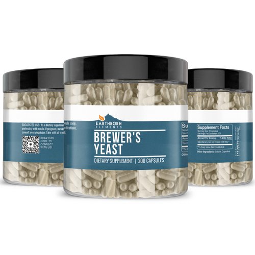 Earthborn Elements Brewer's Yeast 200 Capsules, Pure & Undiluted, No Additives