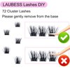 Lash Clusters 72pcs Individual Lashes D Curl Cluster Lashes Eyelash Clusters DIY Lash Extension Kit Cluster Eyelash Extensions (01-0.07D, 12mm)