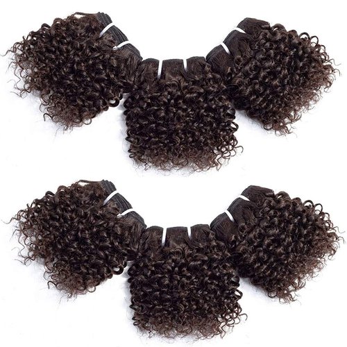 Peruvian Virgin Hair Short Kinky Curly Human Hair Weave Bundles 238 Grams
