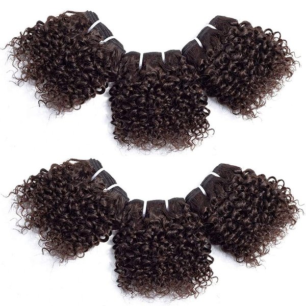 Peruvian Virgin Hair Short Kinky Curly Human Hair Weave Bundles 238 Grams