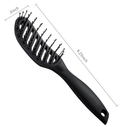 Curved Vent Brush for Blow Drying Styling & Solon Detangling Wet Hair Brush for Long Thick Thin Curly Natural Hair (Black)