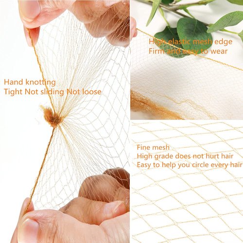 Hair Net 100 Pcs,20Inches Individual Packed Invisible Hair Nets Elastic Edge Mesh Hairnets for Food Service,Women,Buns,Ballet,Cooking(Light Brown)