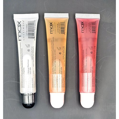 Cherimoya Variety Set Of 3 MAX Lip Gloss Clear, Peach, Strawberry Gloss (Clear+Peach+Strawberry)