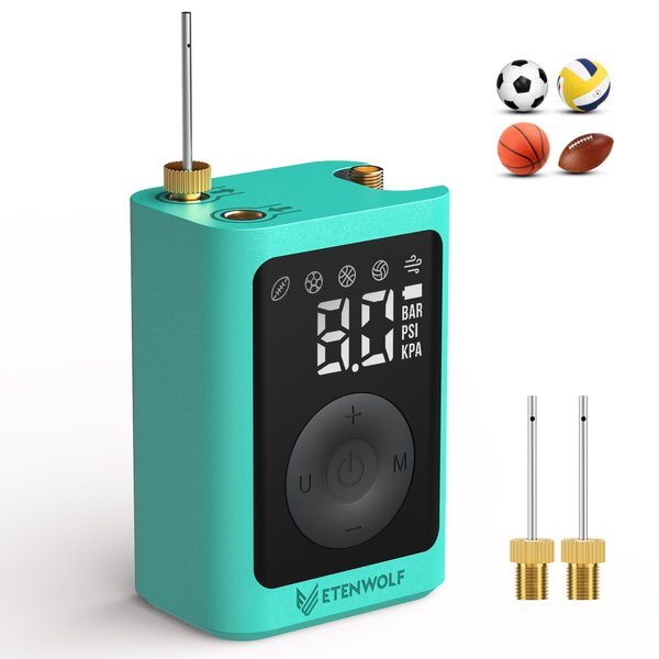 ETENWOLF Electric Ball Pump Inflation & Deflation 2-17 PSI, Basketball Pump with Precise Pressure Gauge, Rechargeable Air Pump for Balls, Soccer Ball Air Pump