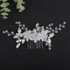 Teyglen Silver Flower Wedding Hair Comb Bridal Crystal Hair Comb Decorative Hair Accessories for Bride Rhinestone Flower Headpiece for Women Girls