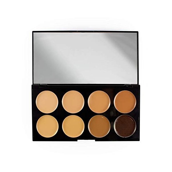 Makeup Revolution Ultra Cover and Concealer Palette, Face Make Up, Light and Dark Highlighter, Light to Dark Makeup Palette with 8 Color Shades