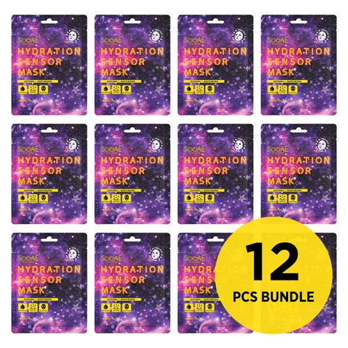 Soo'AE Hydration Sensor Hydrating Face Masks 12 Count - Moisturizing, Soothing, Smart Color Change facial mask skincare sheet masks for face Korean face mask Cica, Madecassoside, Hyaluronic Acid