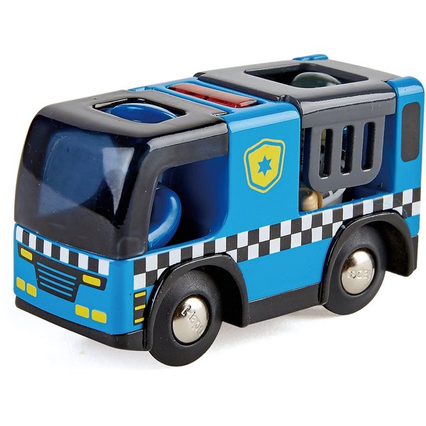 Hape Police Car with Siren | 3Piece Cops & Robbers Play Set with Action Figures Multicolor, L: 3.7, W: 2, H: 1.4 inch