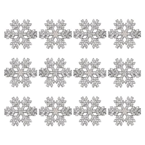 Ngdhkd 12Pcs Snowflake Hair Clips Christmas Pearl Hair Clips Rhinestone Barrette for Women and Girls Wedding Diamond Sparkly Hair Clips Silver Hairpin Accessories for Christmas New Year Party