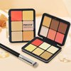 LSxia 12 Colors Cream [Blush+Contour+Concealer+Highlighter] Makeup Palette for Cheeks - Multi-functional Makeup Palette with Brush, Natural Matte Long Wearing, Waterproof Blendable Face Makeup Palette (#05)
