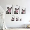 Smile Art Design Reindeer and Koala Animal Bubble Gum Art 2 Panel Canvas Print Set Pink Gum Black and White Wall Art Baby Room Boy Girl Kids Room - Nursery Decor Ready to Hang Made in USA- 17x11
