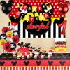 185 Pcs Red 1st Birthday Party Decorations, Boys Onederful Balloons Arch Garland Kit, Red Cartoon Boys Onederful Backdrop, TableCloth, Tableware for Boy First Birtdhay Party Supplies