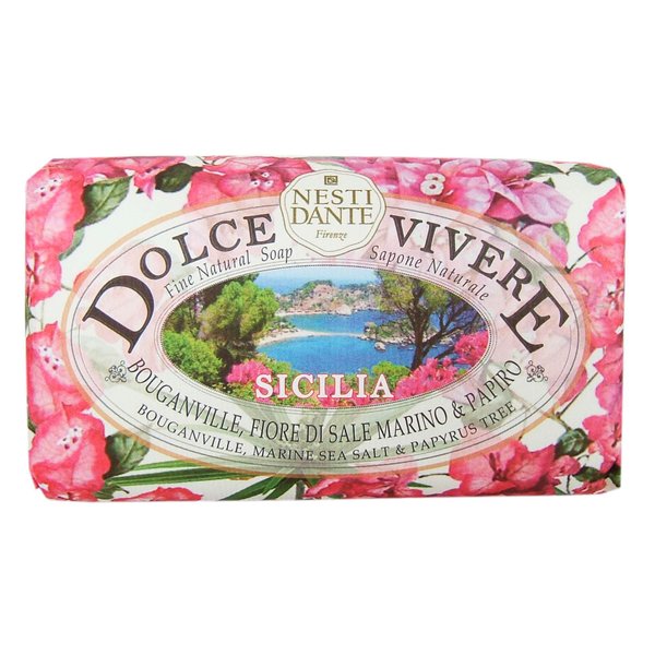 Dolce Vivere Sicilia Bougainville, Marine Sea Salt & Papyrus Tree Fine Natural Soap Bar