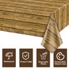 PTECDROTS 4Pcs Wood Tablecloth, Brown Rustic Table Covers, Rectangular Table Decoration for Rustic Party Decor, Western Barn Themed Birthday Party, Barbecue Party Decorations, 51x86 Inch