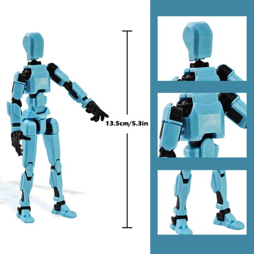 FUNKY STORE Assembly Completed Angel 3D Printed Movable Action Figure Toys Dummy Doll DIY Full Body Decompression Artifact Action Figure Fit Desk Decoration Christmas (Cyan)
