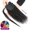 Curly Human Hair Strap Ponytail Extensions, 100% Unprocessed Brazilian Hair Wrap Around Ponytails, Magic Paste with Comb Clip in Kinky Curly Pony Tail (10", Curly Hair)