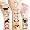 Goat Temporary Tattoos 8 Sheets 80 PCS Farm Goat Party Decorations Supplies Favors Animals Theme Birthday Cute Stickers Christmas Gifts for Boys Girls Kids Class School Prizes Carnival